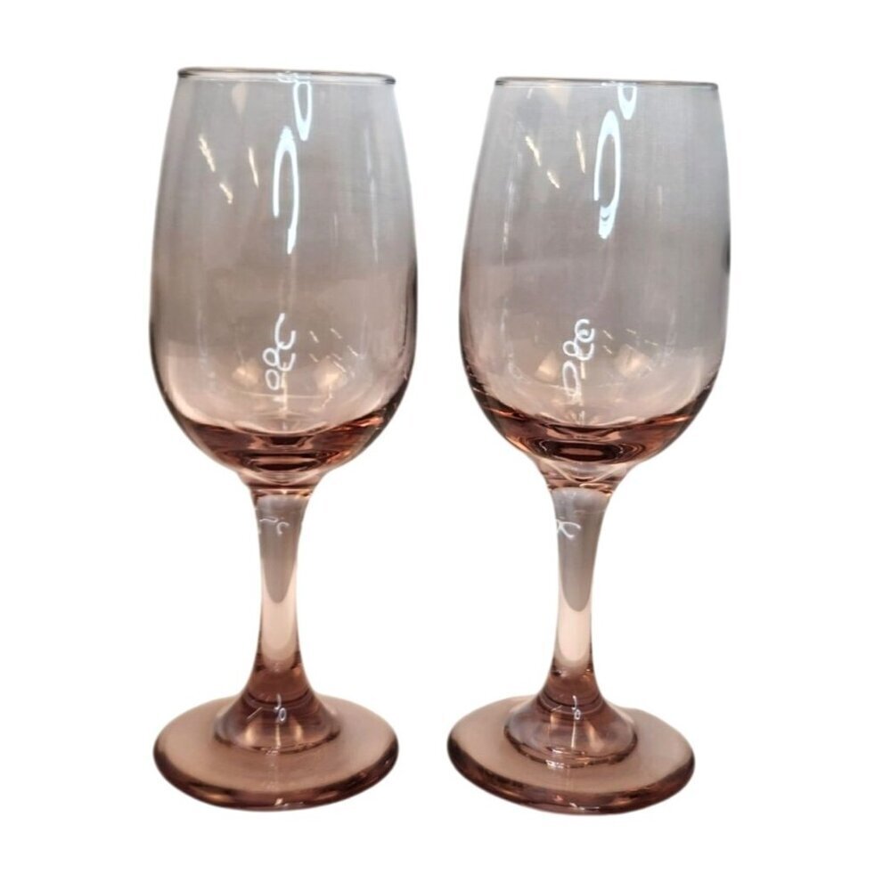 Set of 2 Vintage Libbey Plum Wine Glasses, Vintage Stemware, Purple Wine Glasses